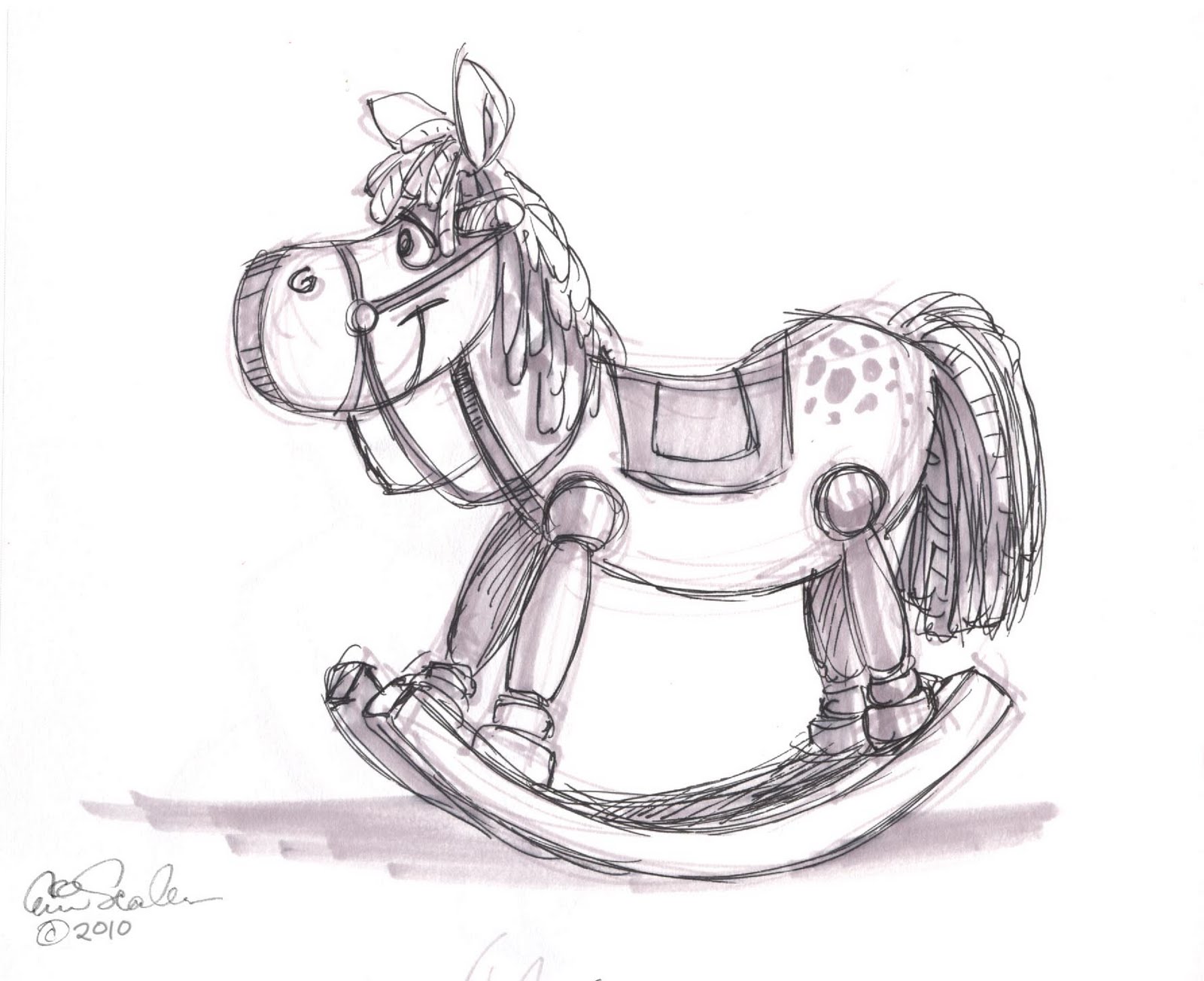 how to draw a rocking horse